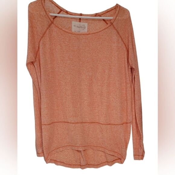 We the Free orange long sleeves top blouse size Small  boat neck light thin - Picture 3 of 7